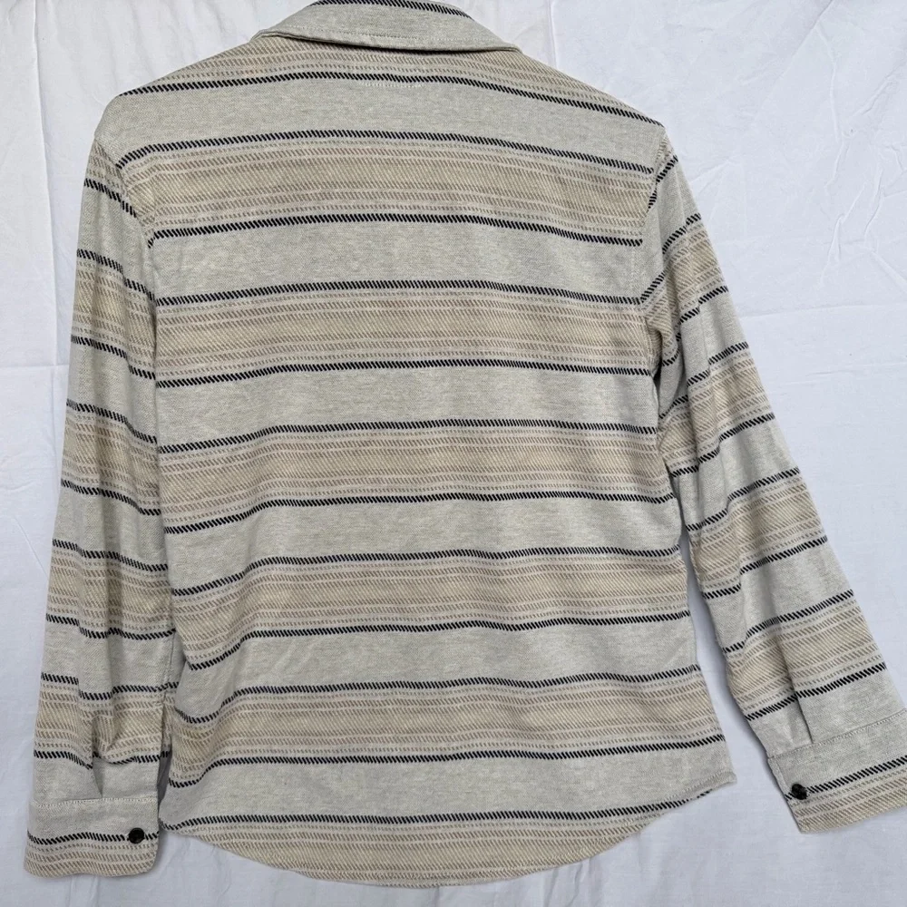 Old Navy Boys Textured Cloud Fleece Striped Button Up Shacket Shirt - Youth XL